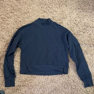 All in motion Mock neck Navy Blue Long Sleeve cropped Sweatshirt